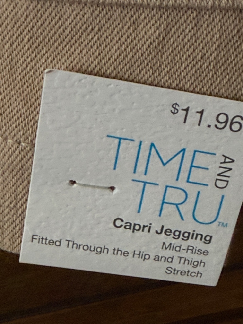 2 X Pairs Time and Tru Beige & White Cropped Pull-On Jeggings with Pockets. - Picture 5 of 9